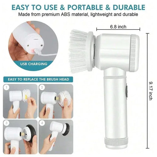 5-in-1 Electric Spin Scrubber Cleaning Brush for Bathroom Tile Bathtub