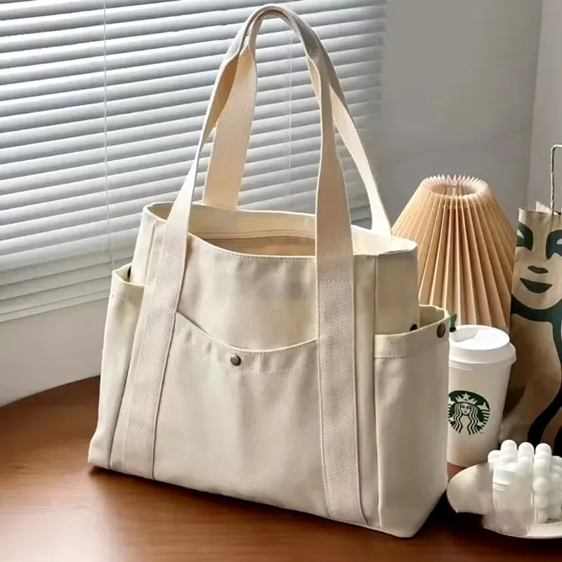 Large Capacity Canvas Tote Bags for Work Commuting Carrying Bag