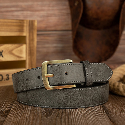 PU Leather Vintage  Buckle Belt – Unisex Waist Belt Brown Bronze 110cm