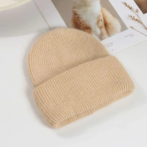 Winter Warm Rabbit Hair Hoodie Women's Knitted Hat Versatile Knitted