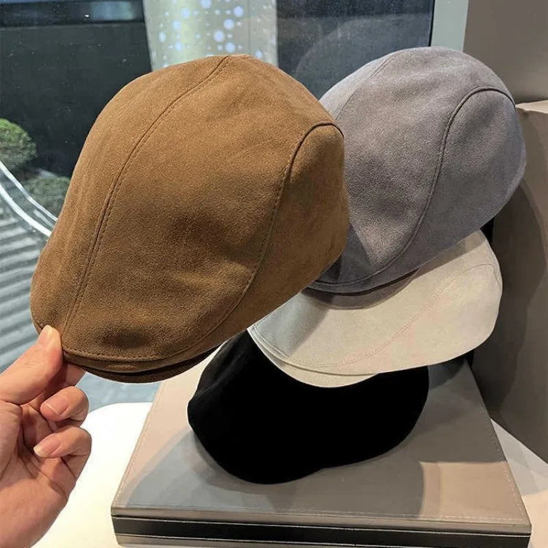 Unisex British Style Winter Beret Hat Women Fashion Outdoor Warm Solid