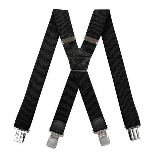 Heavy Duty Suspenders for Men Work Outdoor 3.8cm X-Back 4 Strong Clips