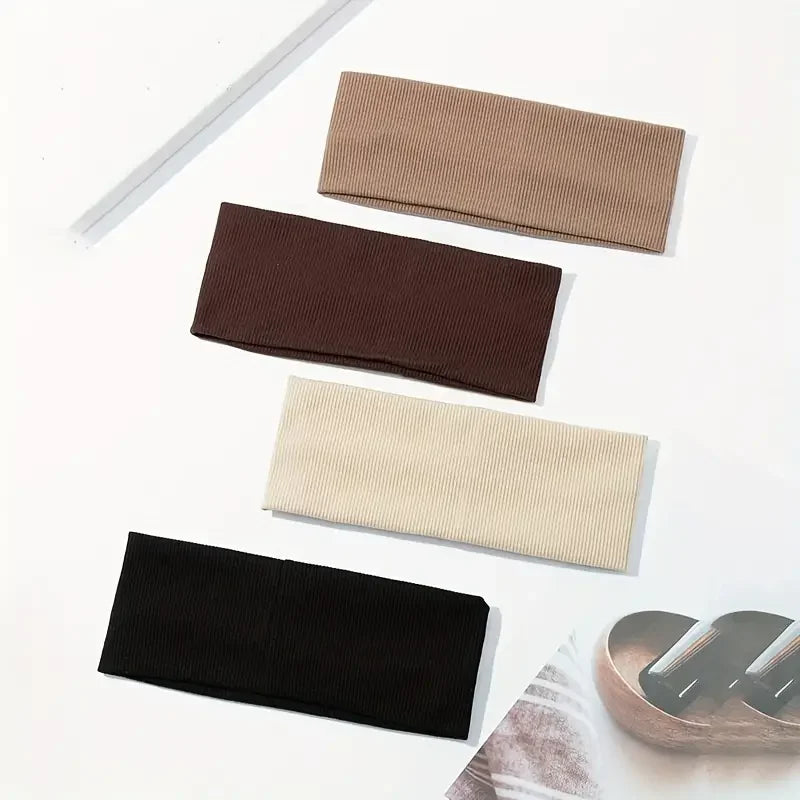 4Pcs Simple Fashion Women Solid Color Elastic HairBands Cute Wash Face