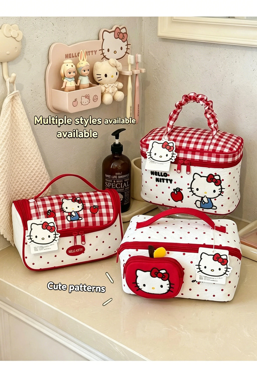 Hello Kitty Cosmetic Bag Large Capacity Travel Makeup Organizer with
