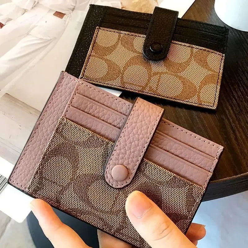 Monogram Ultra-Slim Card Holder – Minimalist Ins Style Mini Wallet for Women