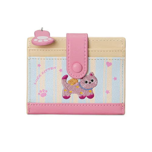 Women Cute Cartoon Embroidery Sausage Dog Wallet Zipper Coin Purse