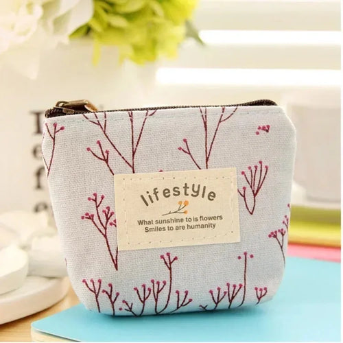 Fashion Flower Pattern Coin Purses Small Fresh Canvas Coin Wallet Lady