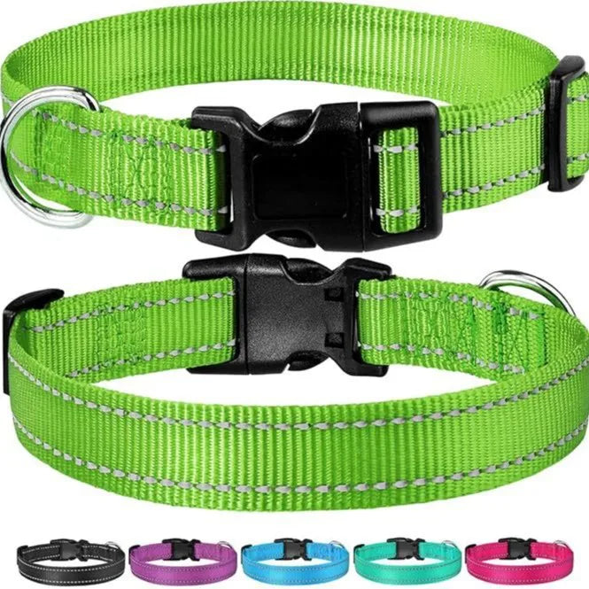 Reflective Dog Collar Strap with Adjustable Safety Nylon Pet Collar