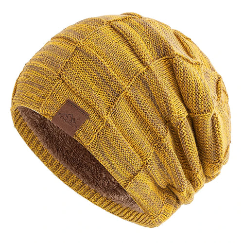 Winter Women's Knitted Beanie Hat, Warm Fleece Lined Plus Size Fashion
