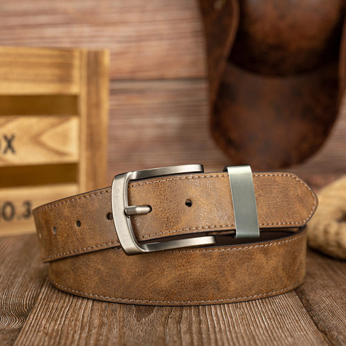PU Leather Vintage  Buckle Belt – Unisex Waist Belt Brown Bronze 110cm