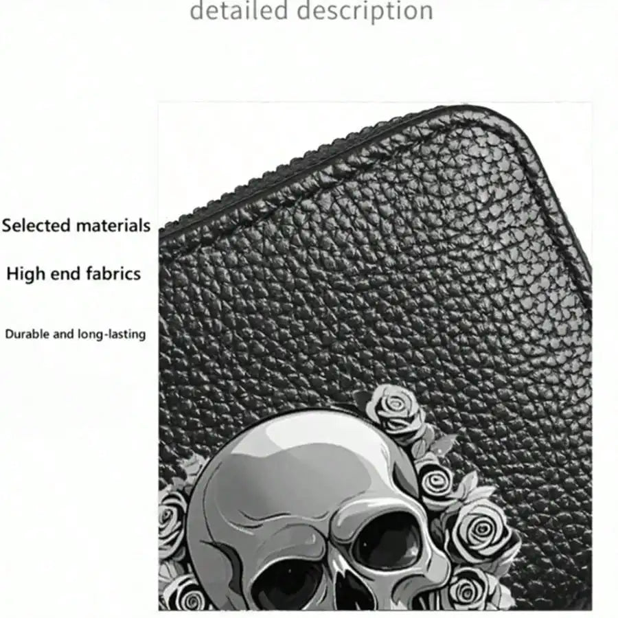 Gothic Skull Floral Print Wallet Multifunctional Card Holder Zipper
