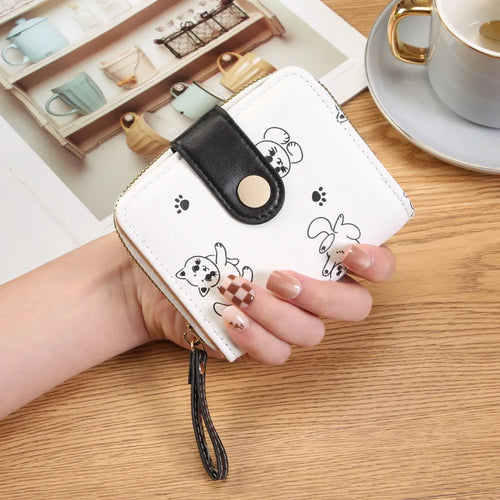 Japanese Cute Kitten Ladies Short Wallets Student Card Holder Bag with