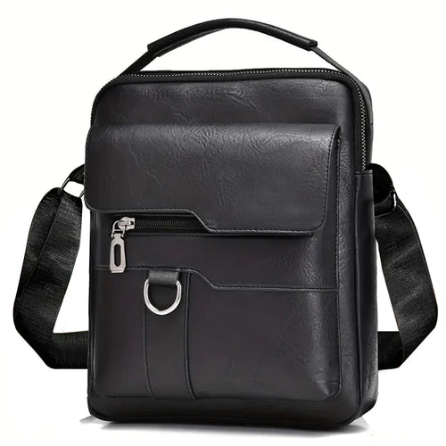 Multi-Purpose Men's Shoulder Bag for Work, PU Crossbody Briefcase with