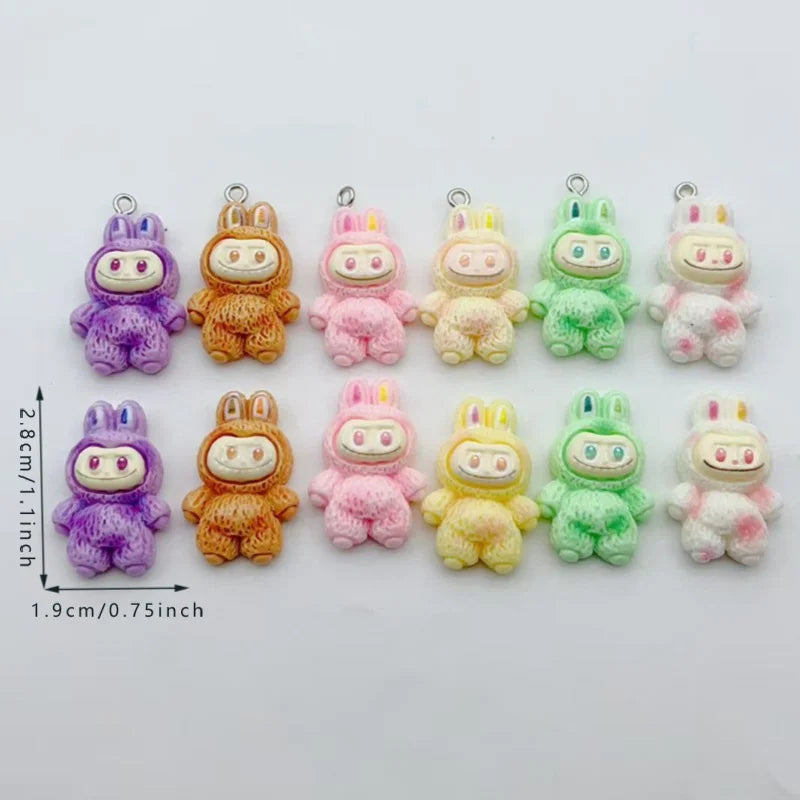 10pcs Cartoon Resin Animal Charm Pendant Earrings Keychain Bracelet