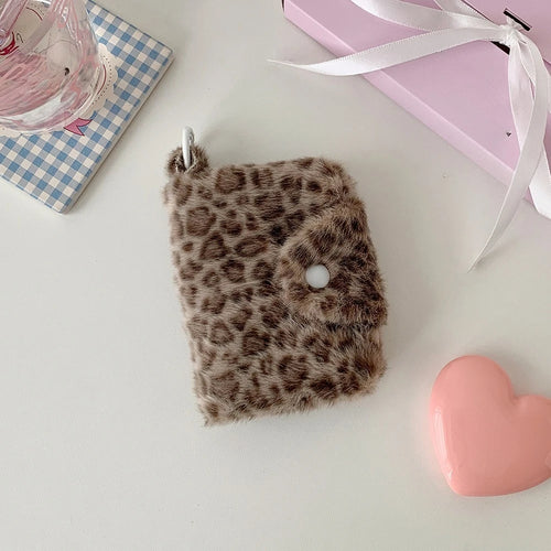 Leopard Pattern Plush Coin Purse Cute Wallet Card Bag Korean Fashion
