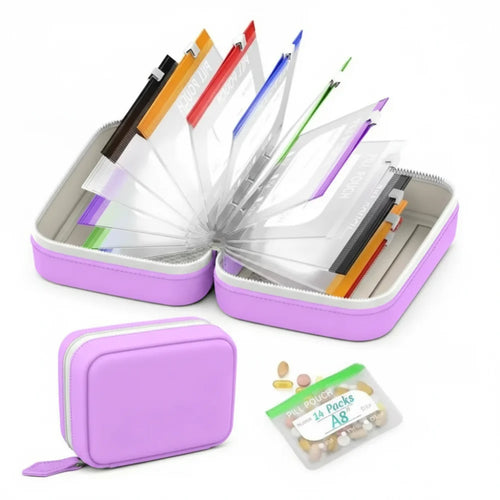 7/14Pouch Weekly Pill Organizer Color Coded Pill Pouch Waterproof