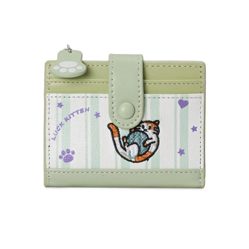 Women Cute Cartoon Embroidery Sausage Dog Wallet Zipper Coin Purse
