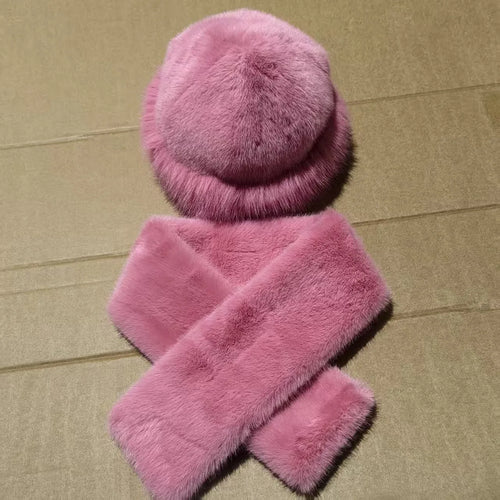 Luxury Faux Fur Hat & Scarf Set - Warm Elegant Versatile for Winter