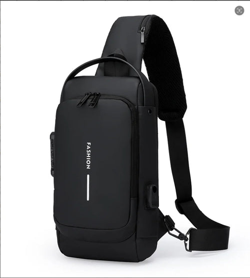 Men's Anti-Theft Chest Bag with Password Lock & USB Port Waterproof