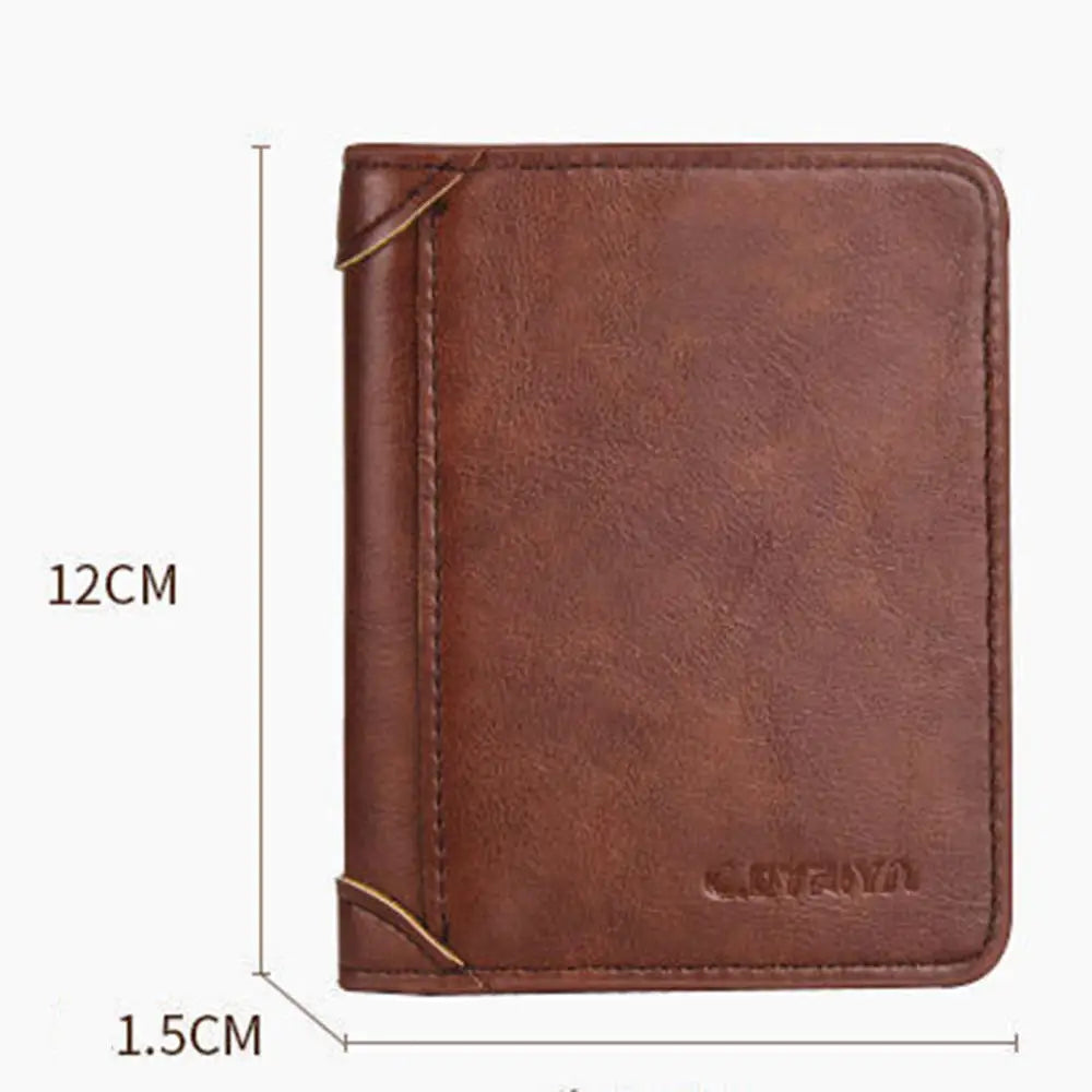 PU Leather RFID Wallet Men Slim Vertical Wallets Black Thin Short ID