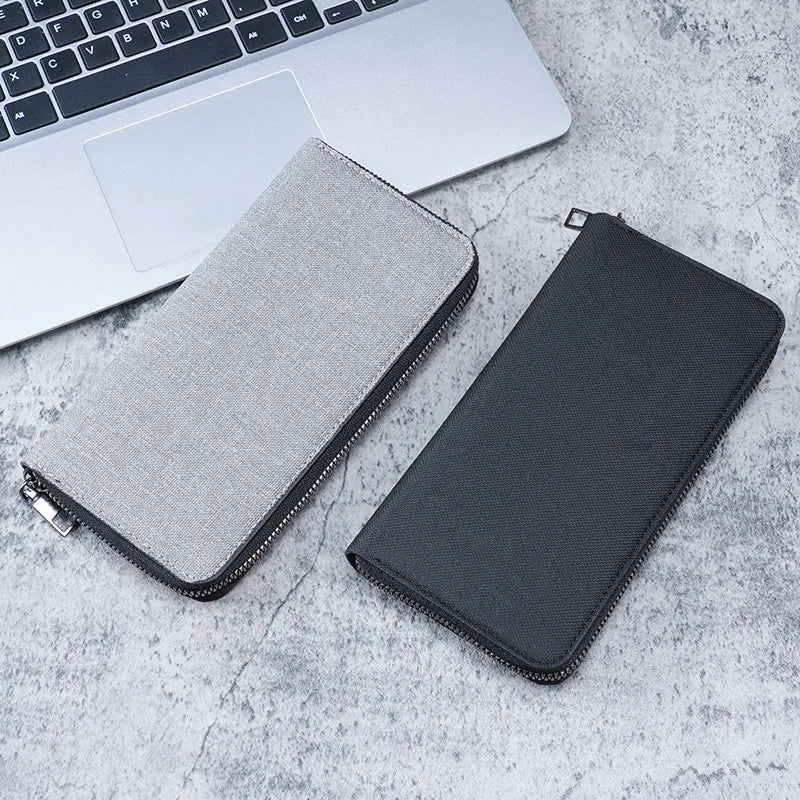 New men's long zipper wallet large capacity multi-card business canvas