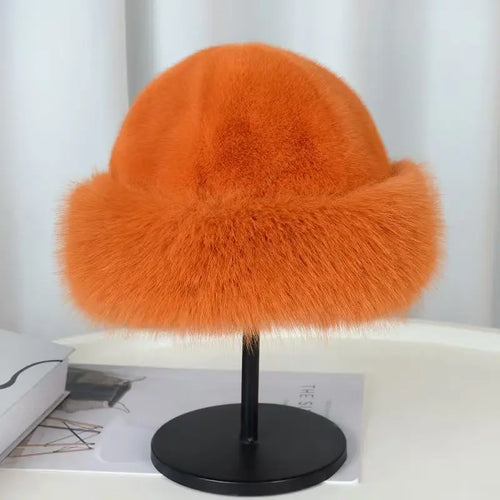 Thicken Plush Warm Fur Hat Women Warm Mongolian Hat Windproof Ear