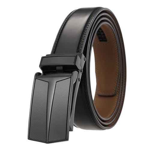VATLTY 3.0cm Men's Genuine Leather Belt Silver Automatic Buckle