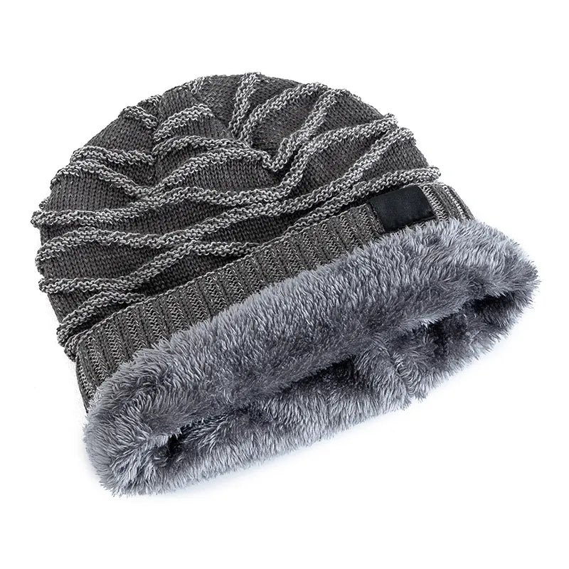 New Unisex Slouchy Winter Hats Add Fur Lined Men And Women Warm Beanie
