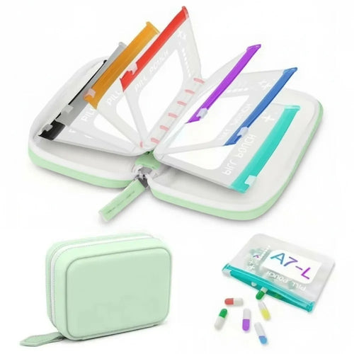 7/14Pouch Weekly Pill Organizer Color Coded Pill Pouch Waterproof