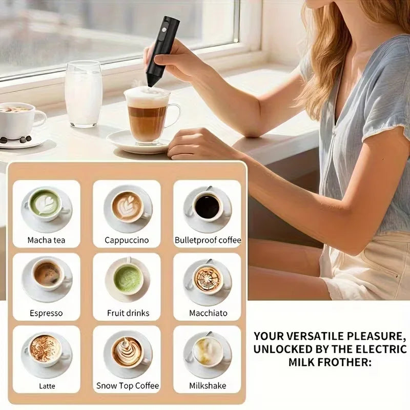 Electric Coffee Milk Foaming Mixer Coffee Creamer Whisk Handheld Egg