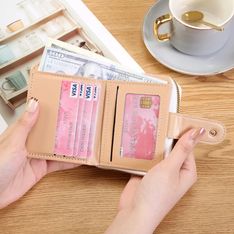 Japanese Cute Kitten Ladies Short Wallets Student Card Holder Bag with