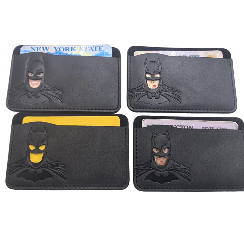 Personalized Leather ID Card Holder with Superhero Mask Design Great