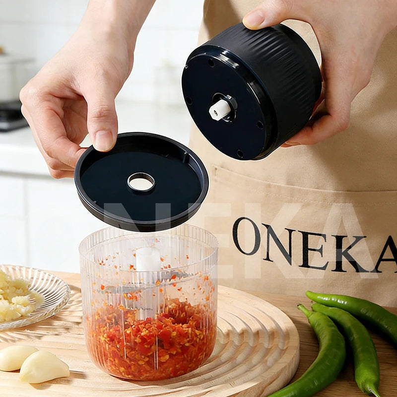 6-Blade Electric Mini Garlic Chopper USB Chili Pepper Grinder Kitchen