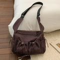 Korean Nylon Shoulder Bag Fashion Simple Plaid Zipper Tote Bag