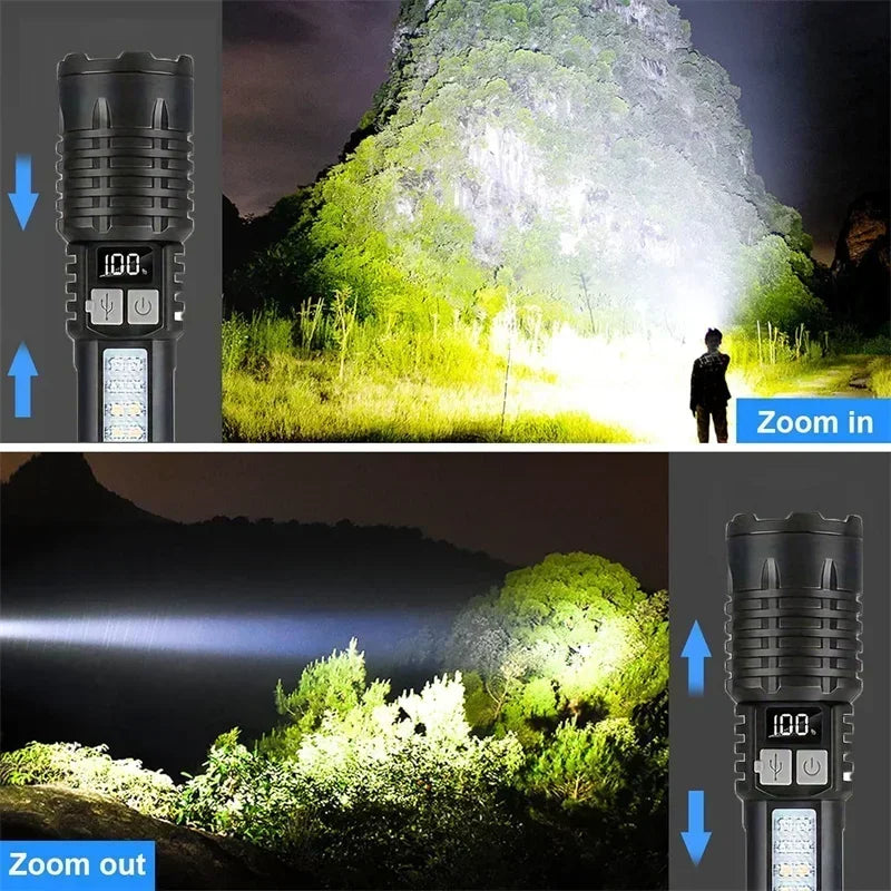 Powerful LED Zoomable Tactical Flashlight USB Rechargeable Emergency