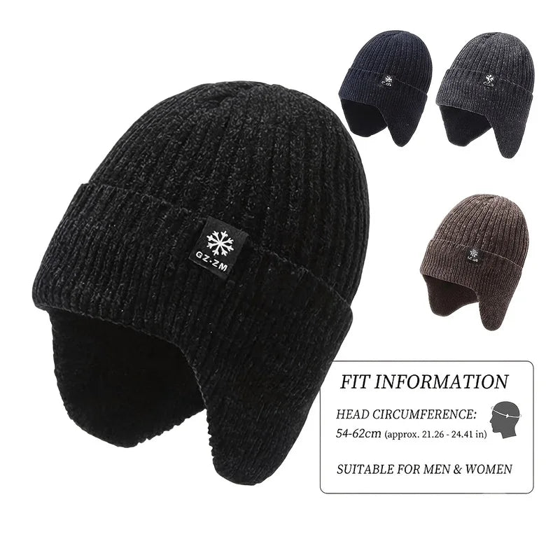 Winter Snowman and Snowflake Knitted Hat - High-end Warm and Thick