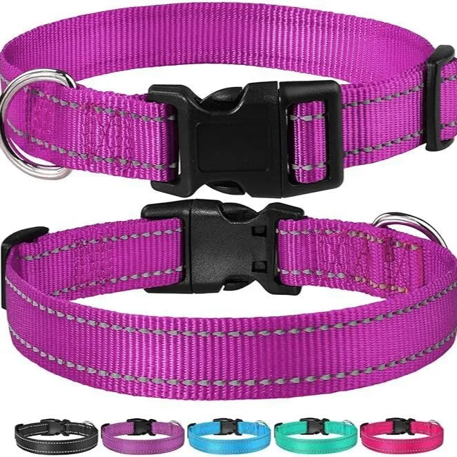 Reflective Dog Collar Strap with Adjustable Safety Nylon Pet Collar