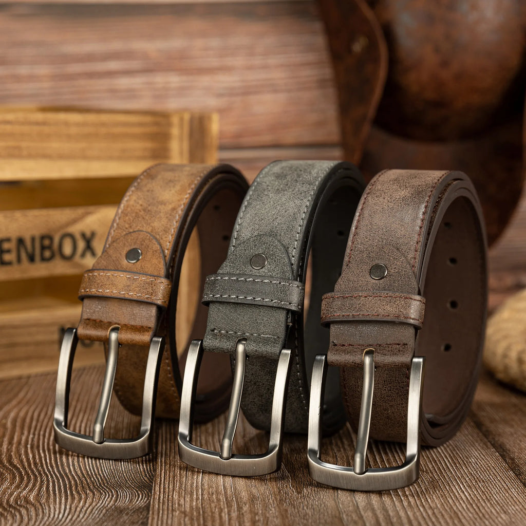 PU Leather Vintage  Buckle Belt – Unisex Waist Belt Brown Bronze 110cm
