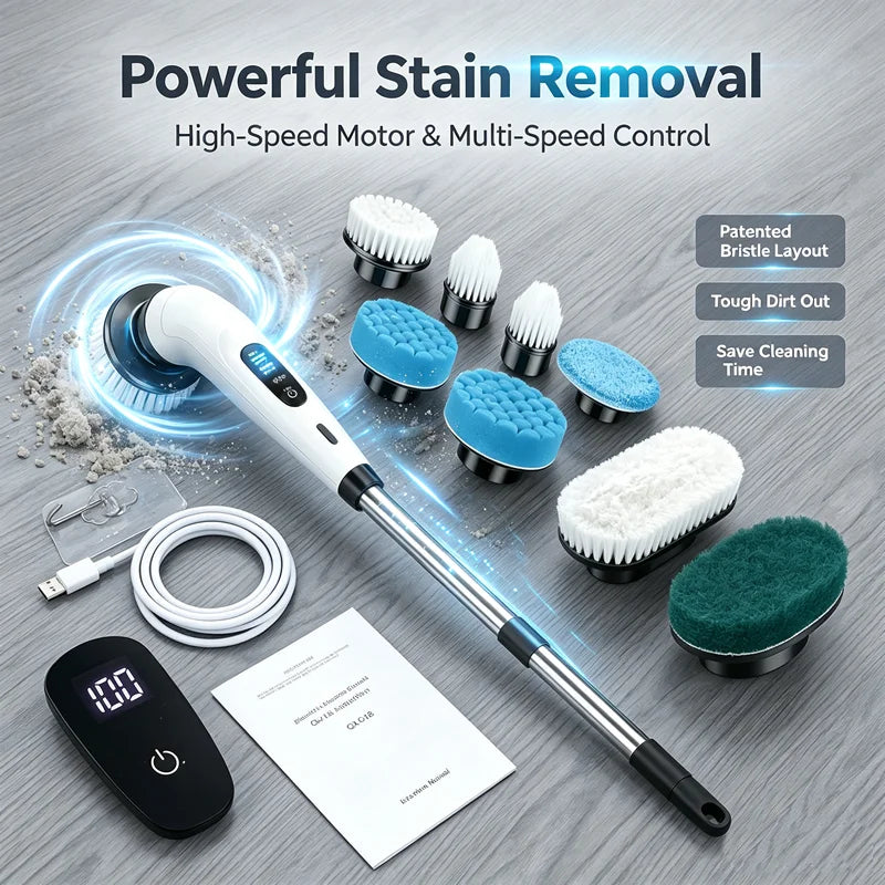 Household Cordless Spin Scrubber Multipurpose Cleaning Brush  Kitchen