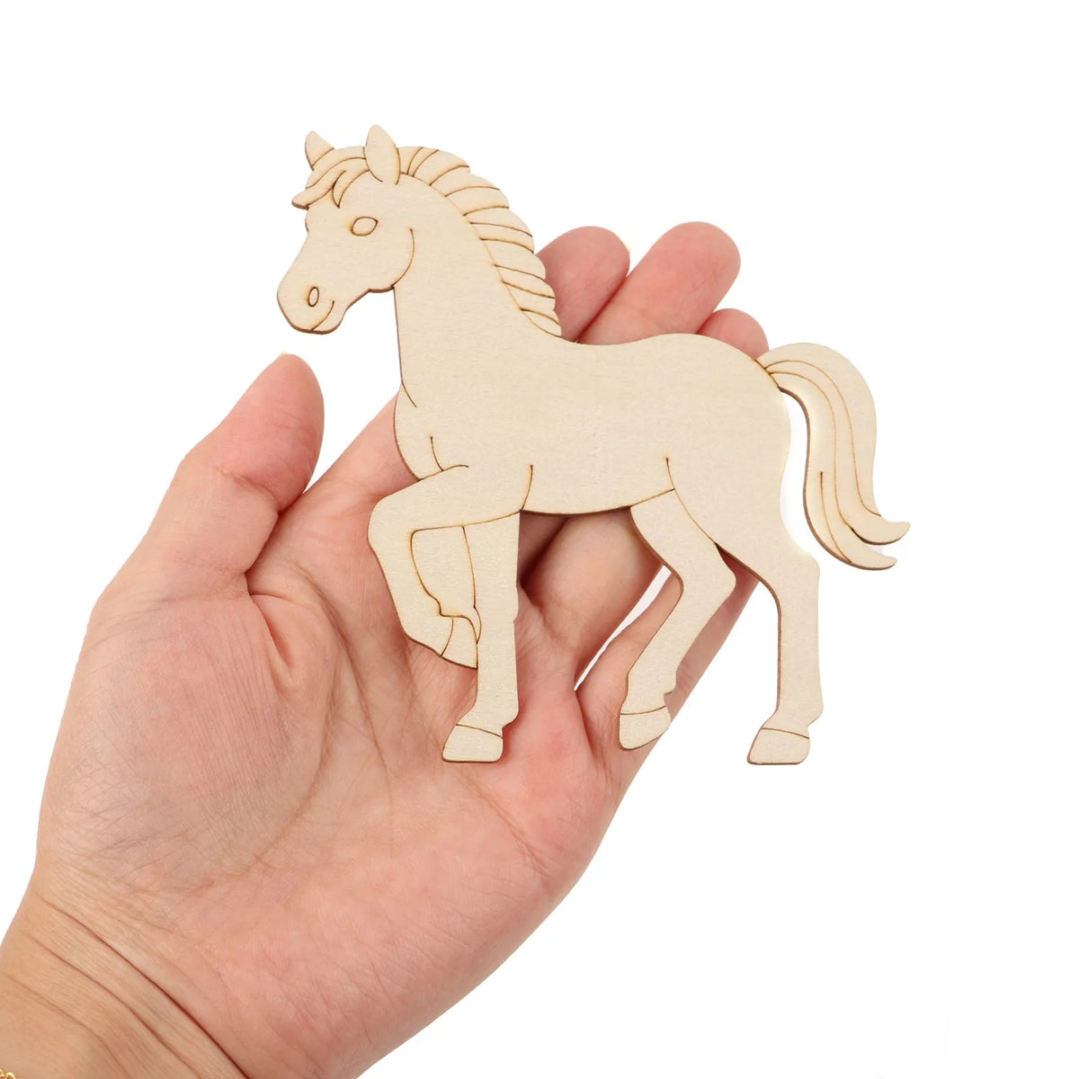 10pcs Unfinished Wood Animal Horse Cutouts,Wooden Craft Set for Wooden