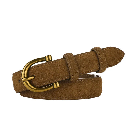 Women Luxury Design Suede Leather Belt Casual Versatile Business Waist