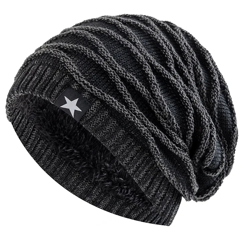 New Unisex Slouchy Winter Hats Add Fur Lined Men And Women Warm Beanie