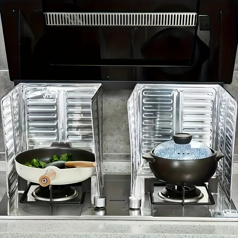 Foldable Aluminum Foil Oil Splatter Guard for Gas Stove, Kitchen