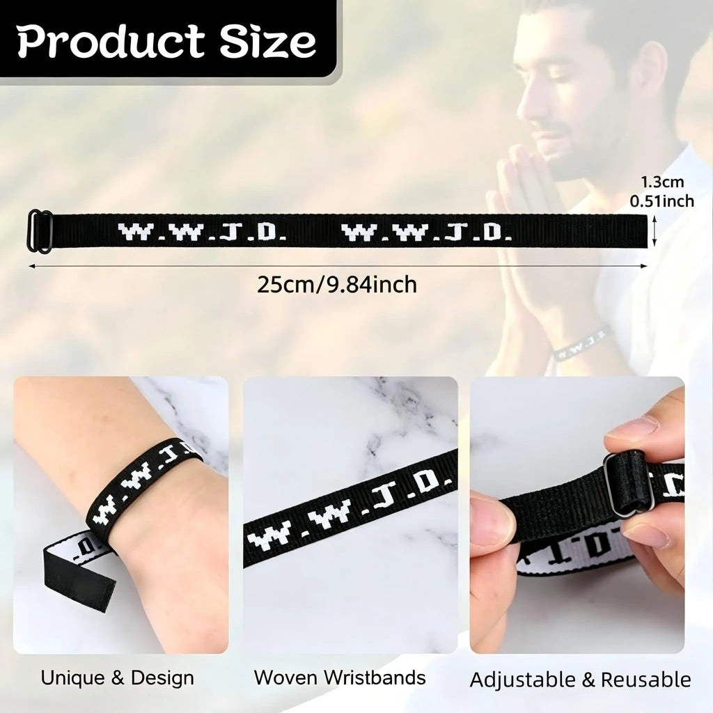 10/20pcs WWJD Bracelet Pack for Women Men, Christian Jesus Wristbands