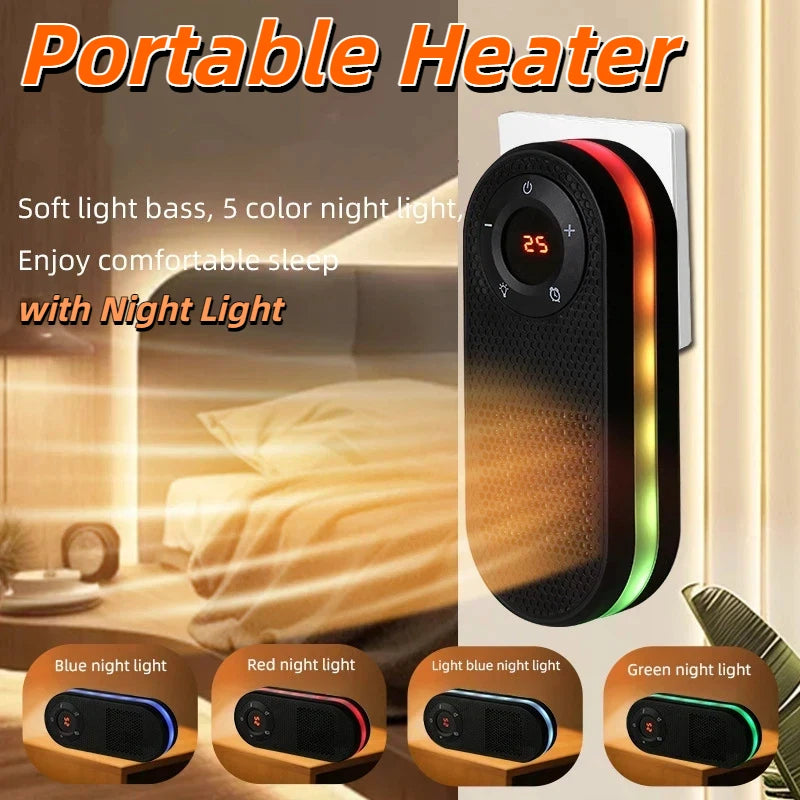 Wall Mounted Space Heater with Night Light Small Quick Heat Remote LED