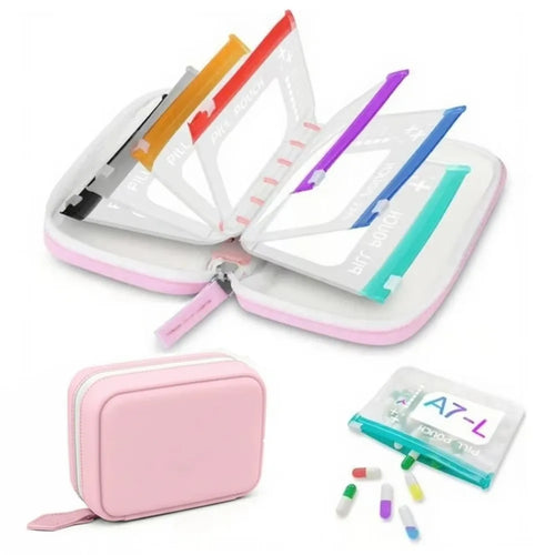 7/14Pouch Weekly Pill Organizer Color Coded Pill Pouch Waterproof