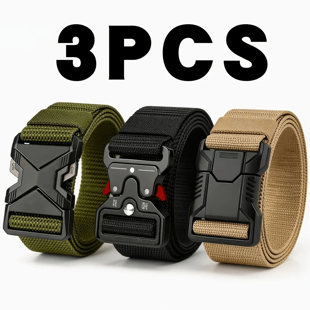 3pc Quick release tactical belts adjustable for outdoor use durable