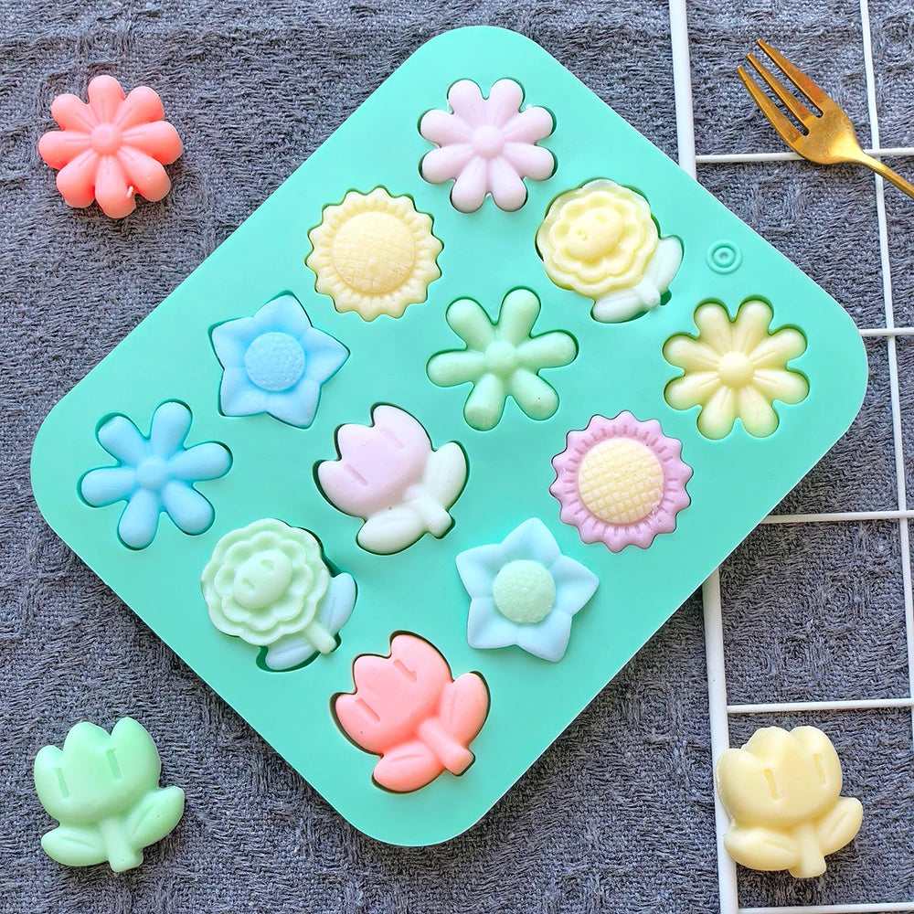1pc Mini 12 cavity 6 small flower shaped candy chocolate cookies