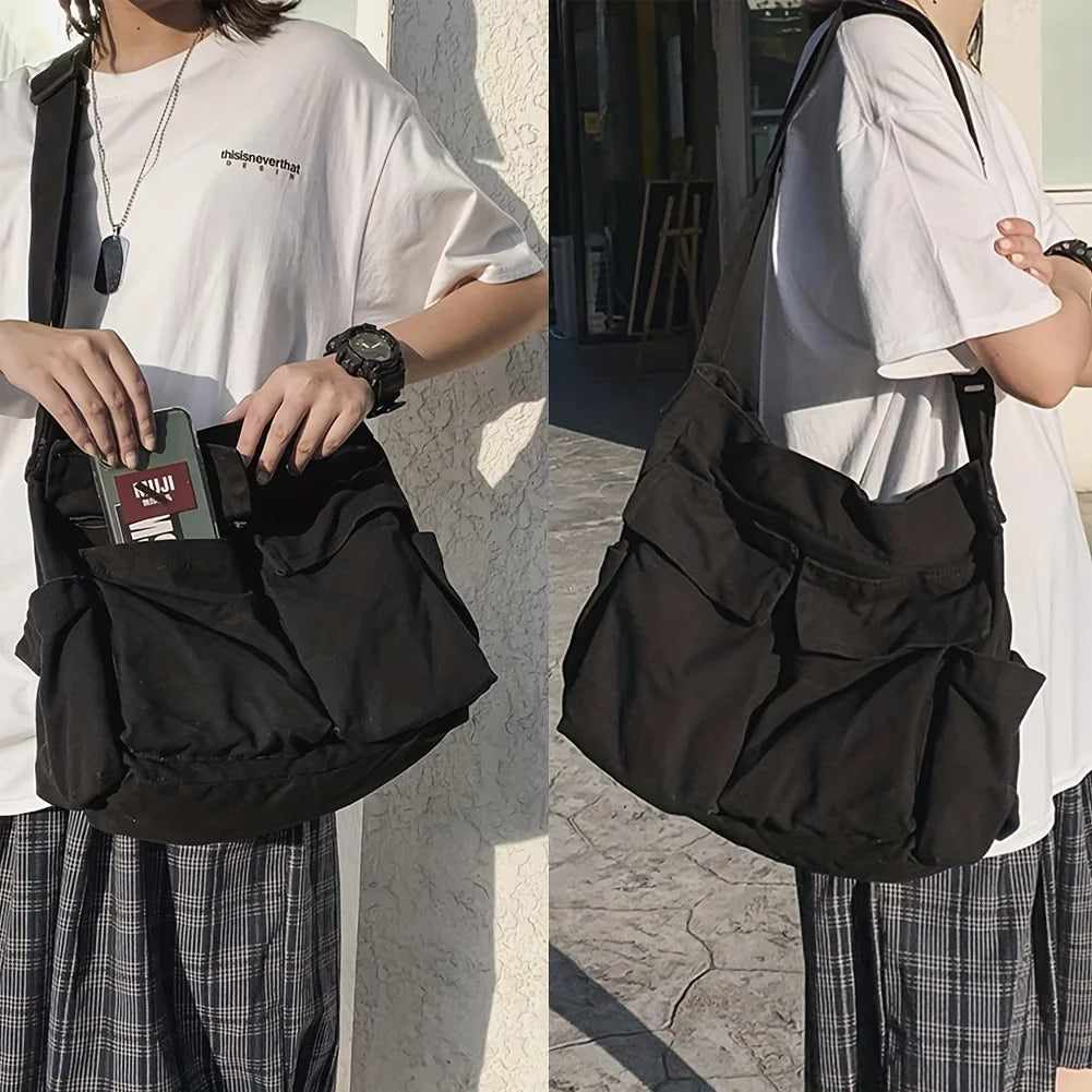 Workwear Canvas Shoulder Bag Large Capacity Retro Messenger Bag New