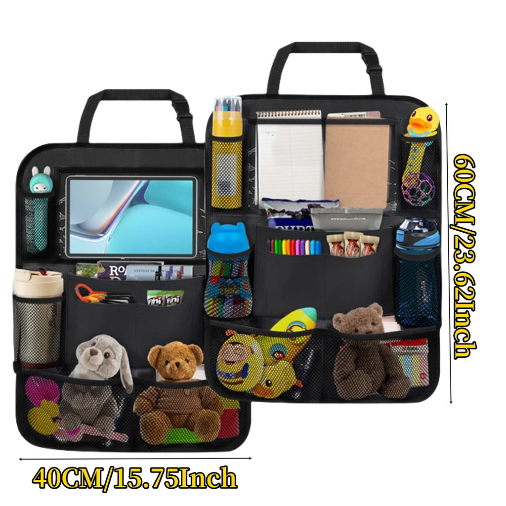 Car Seat Back Organizer 10 Storage Pockets with Touch Screen Tablet